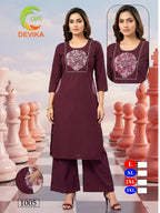 De Devika Dhabu Cotton Embroidery Worked Kurti With Bottom Collection