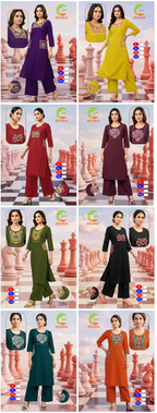 De Devika Dhabu Cotton Embroidery Worked Kurti With Bottom Collection