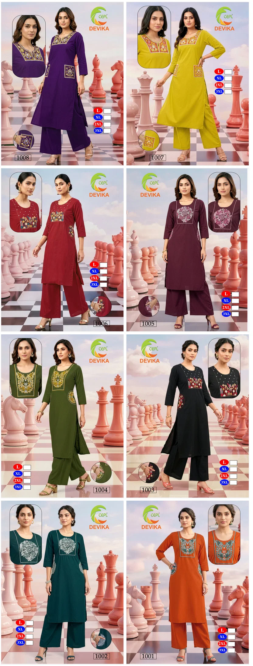 De Devika Dhabu Cotton Embroidery Worked Kurti With Bottom Collection