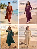 De Miska Cotton Dhabu Embroidered Fancy Kurti With Bottom Collection