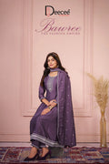 Deecee Bawree Vichitra Silk Embroidered Falared Kurti With Bottom Dupatta
