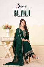 Deecee Rajwadi Vol 1 Vichitra Silk Embroidered Kurti With Bottom Dupatta