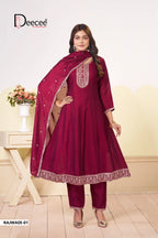 Deecee Rajwadi Vol 1 Vichitra Silk Embroidered Kurti With Bottom Dupatta