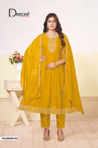 Deecee Rajwadi Vol 1 Vichitra Silk Embroidered Kurti With Bottom Dupatta