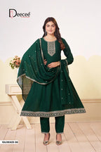 Deecee Rajwadi Vol 1 Vichitra Silk Embroidered Kurti With Bottom Dupatta