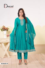 Deecee Rajwadi Vol 1 Vichitra Silk Embroidered Kurti With Bottom Dupatta