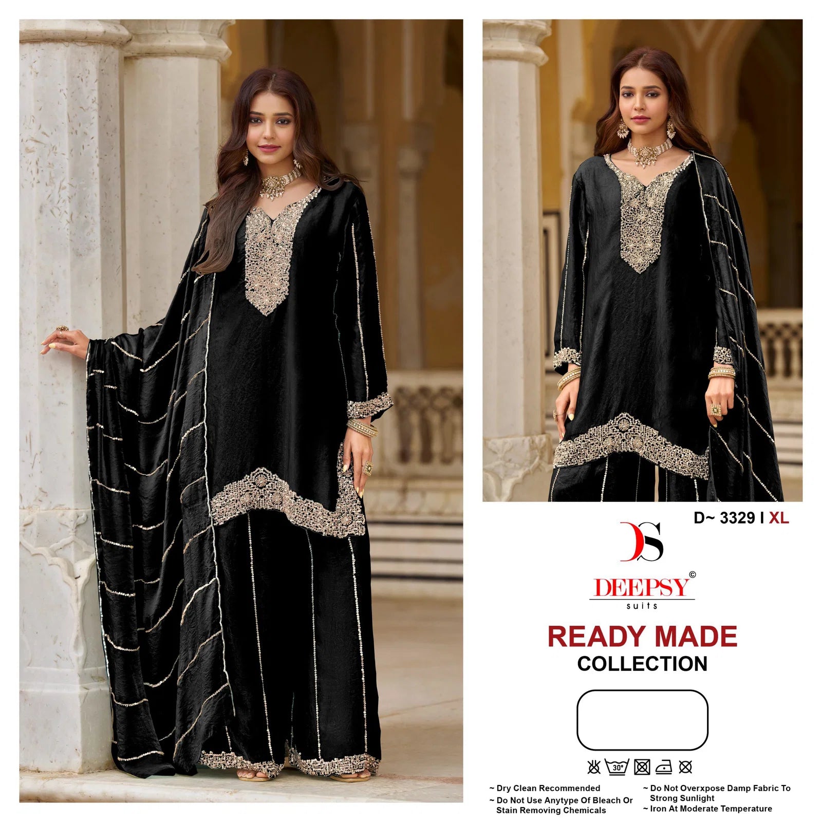Deepsy D 3329 Readymade Fandy Satin With Heavy Beats Worked Salwar Kameez