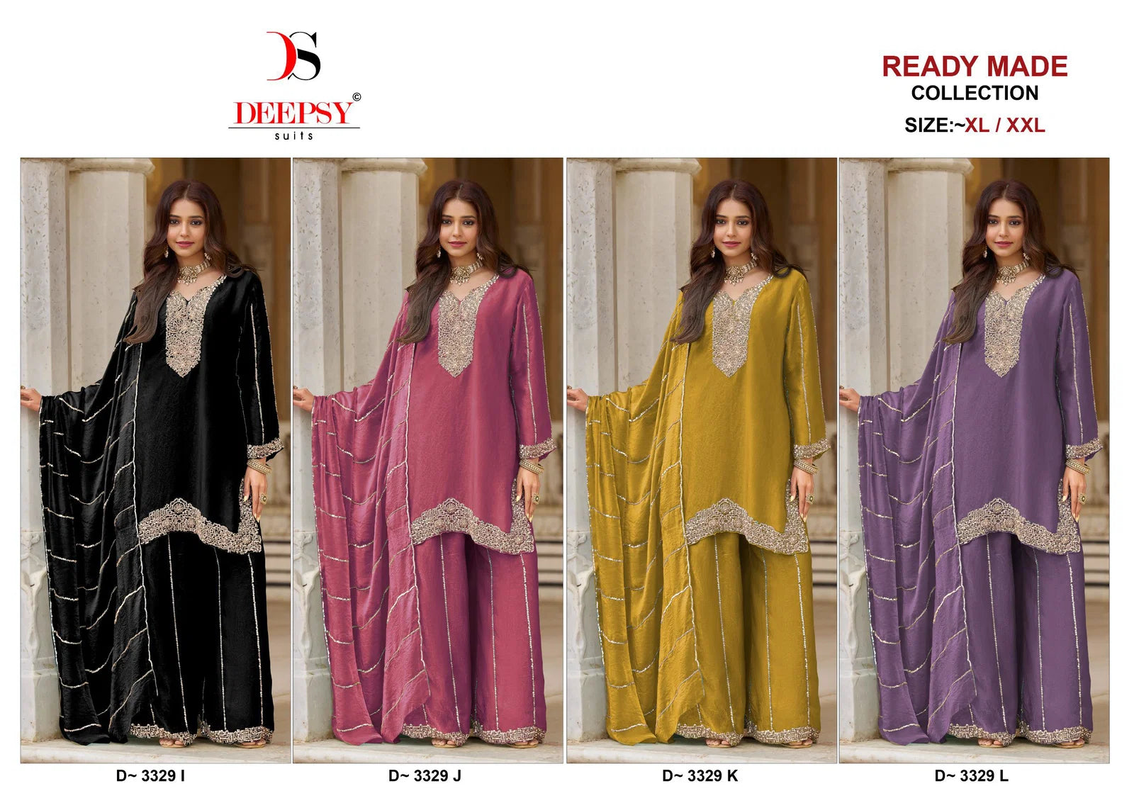Deepsy D 3329 Readymade Fandy Satin With Heavy Beats Worked Salwar Kameez