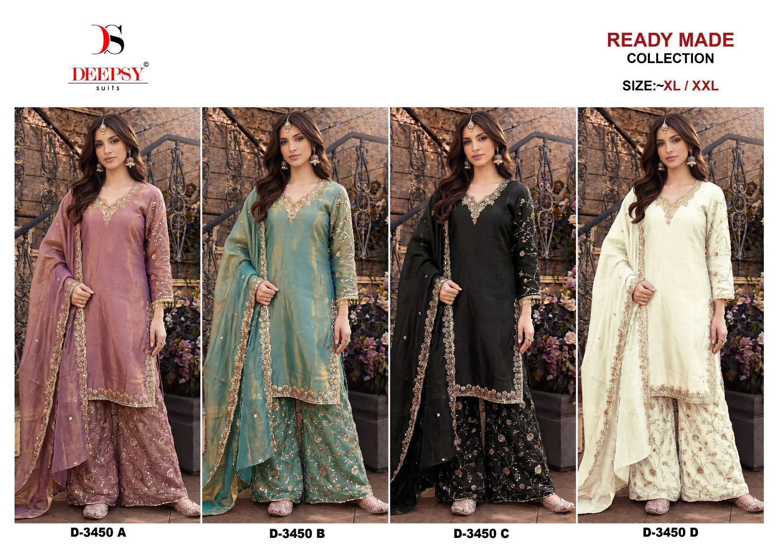 Deepsy D 3450 Readymade Fandy Satin Beats Worked Salwar Kameez