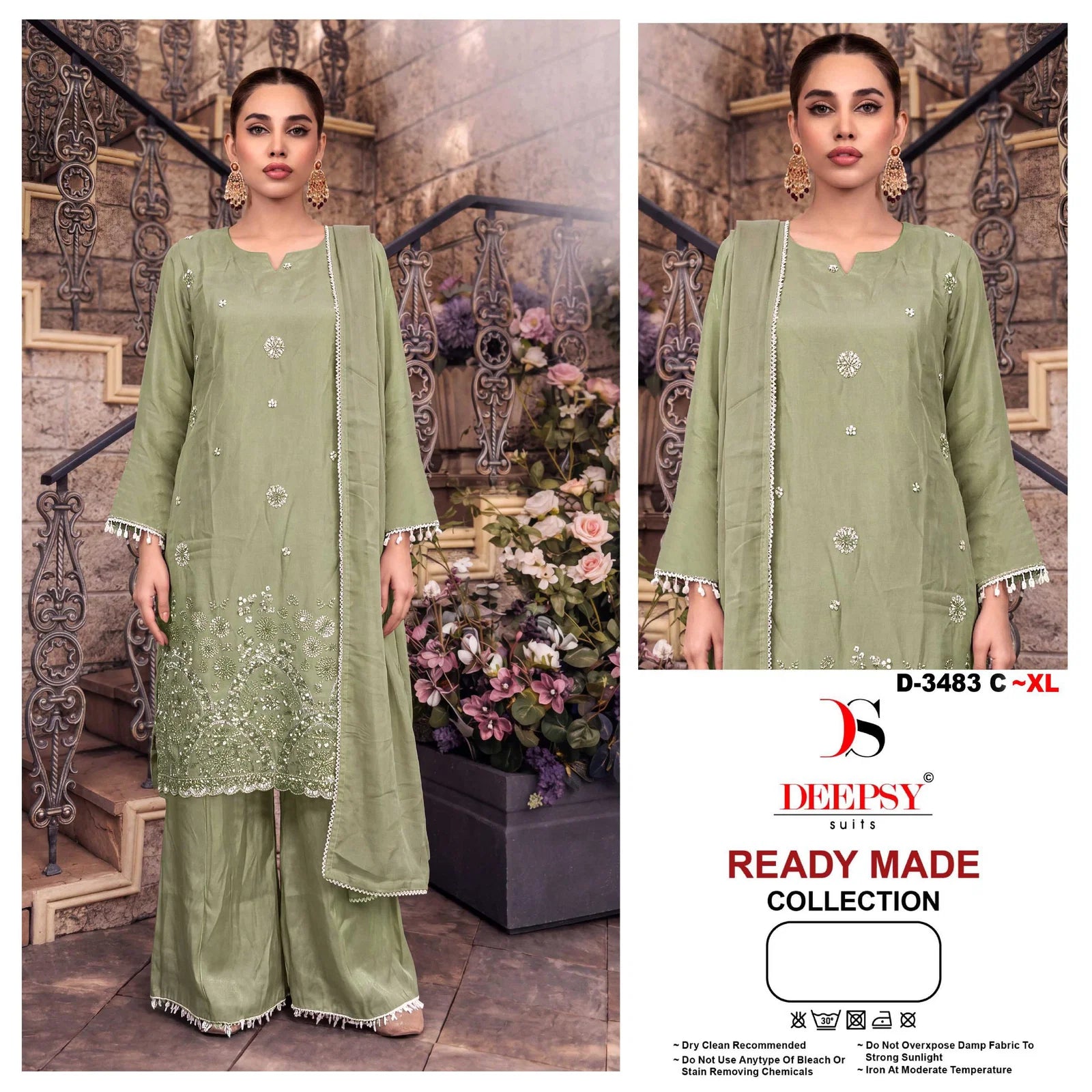 Deepsy D 3483 Readymade Viscose Tissue Silk Beats Worked Salwar Kameez