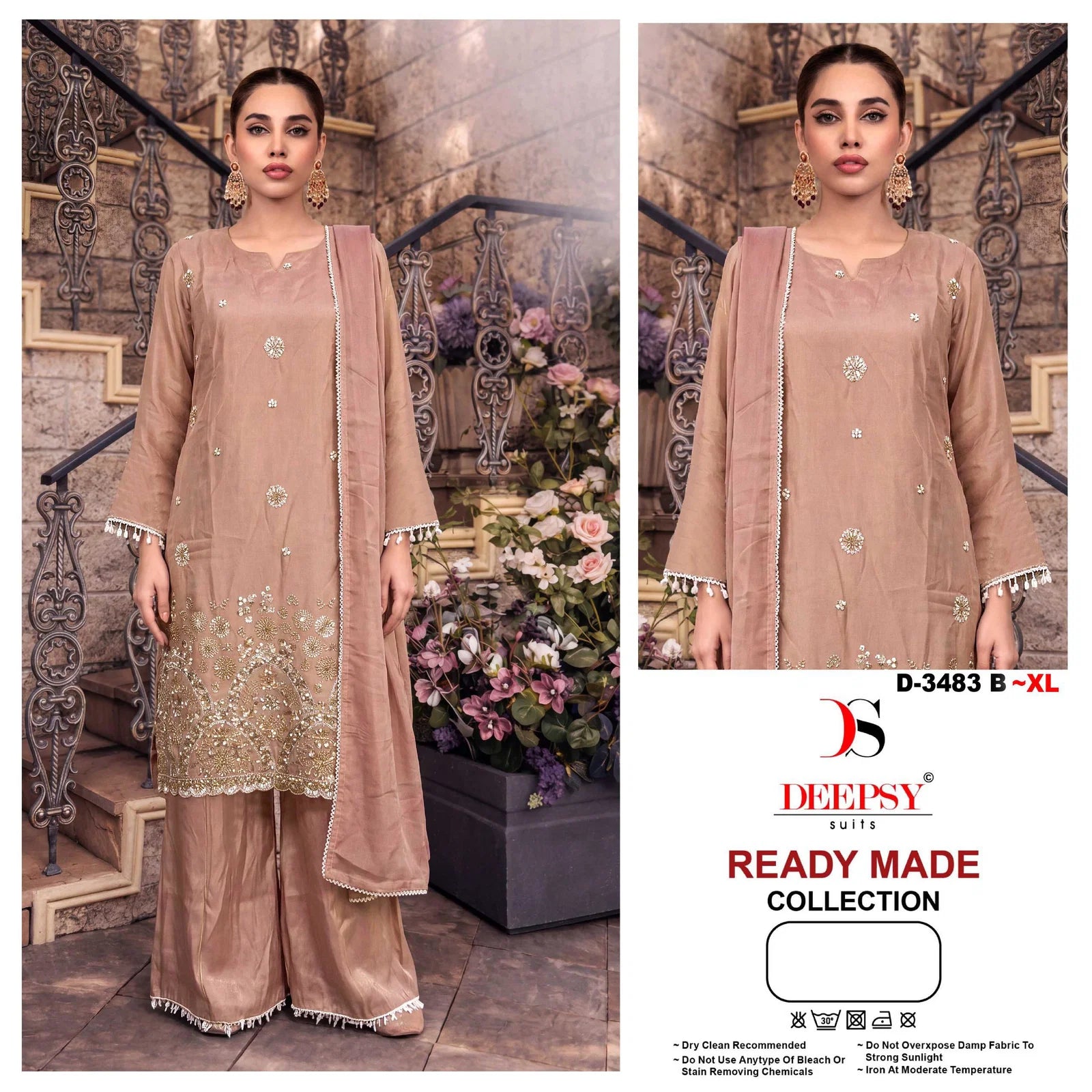 Deepsy D 3483 Readymade Viscose Tissue Silk Beats Worked Salwar Kameez