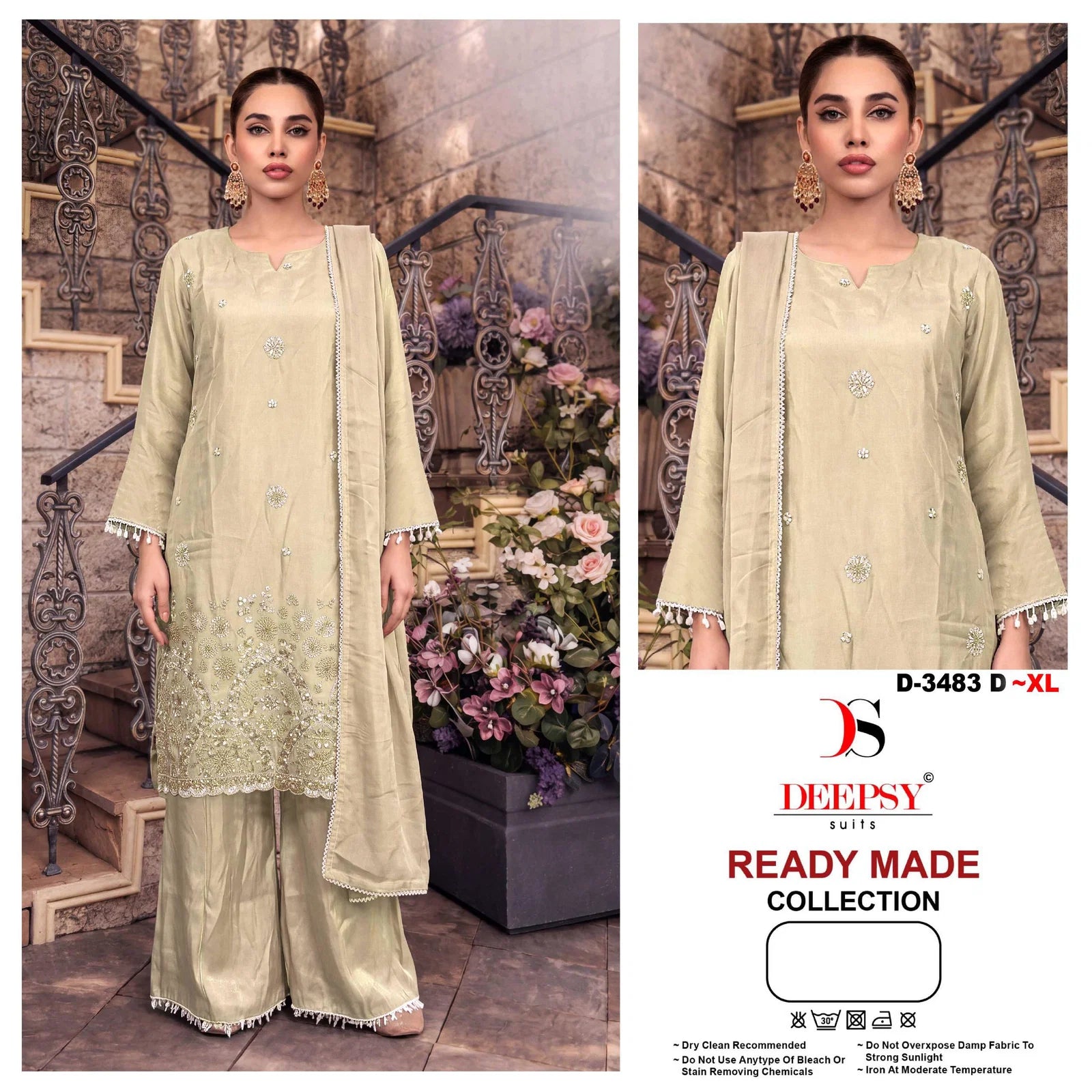 Deepsy D 3483 Readymade Viscose Tissue Silk Beats Worked Salwar Kameez