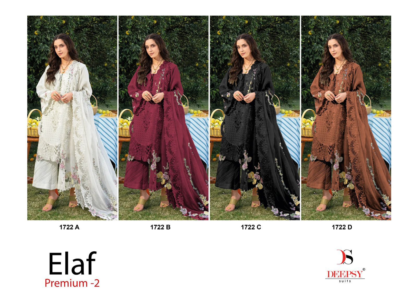 Deepsy Elaf 1722 A To D Cotton Embroidered Salwar Kameez Collection