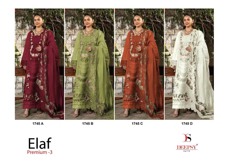 Deepsy Elaf 1745 A To D Cotton With Embroidered Salwar Kameez