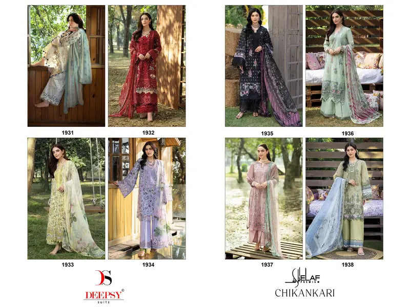 Deepsy Elaf Chikankari Chiffon Dupatta Self Embroidered Salwar Kameez Collection