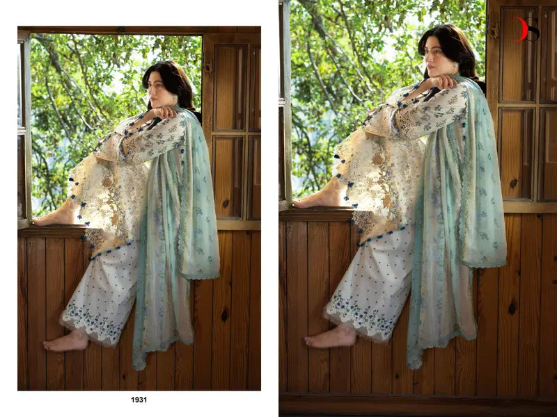 Deepsy Elaf Chikankari Chiffon Dupatta Self Embroidered Salwar Kameez Collection