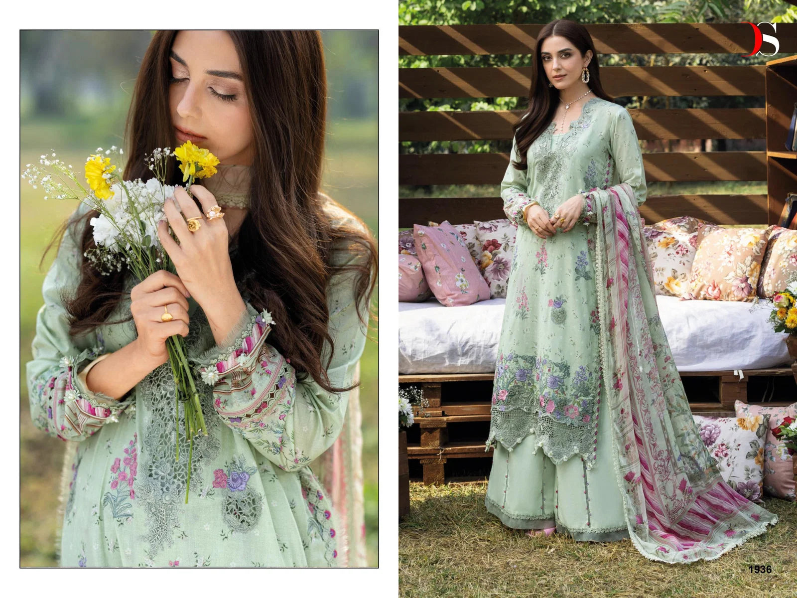 Deepsy Elaf Chikankari Cotton Dupatta Self Embroidered Salwar Kameez Collection