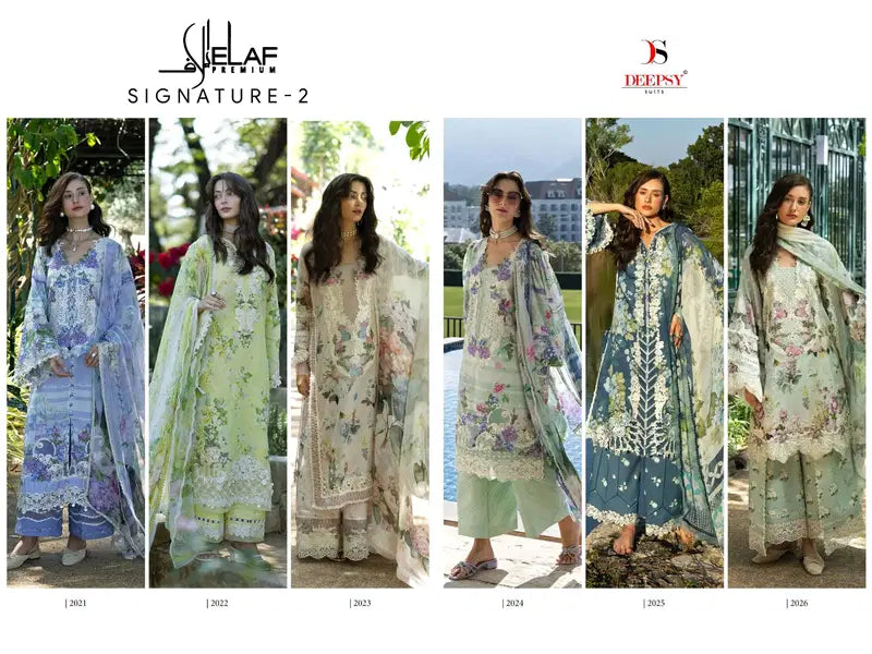 Deepsy Elaf Premium Signature Vol 2 Chiffon Dupatta Readymade Cotton Salwar Kameez