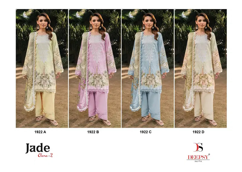 Deepsy Jade 1922 A To D Chiffon Dupatta Cotton Patch Embroidered Salwar Kameez