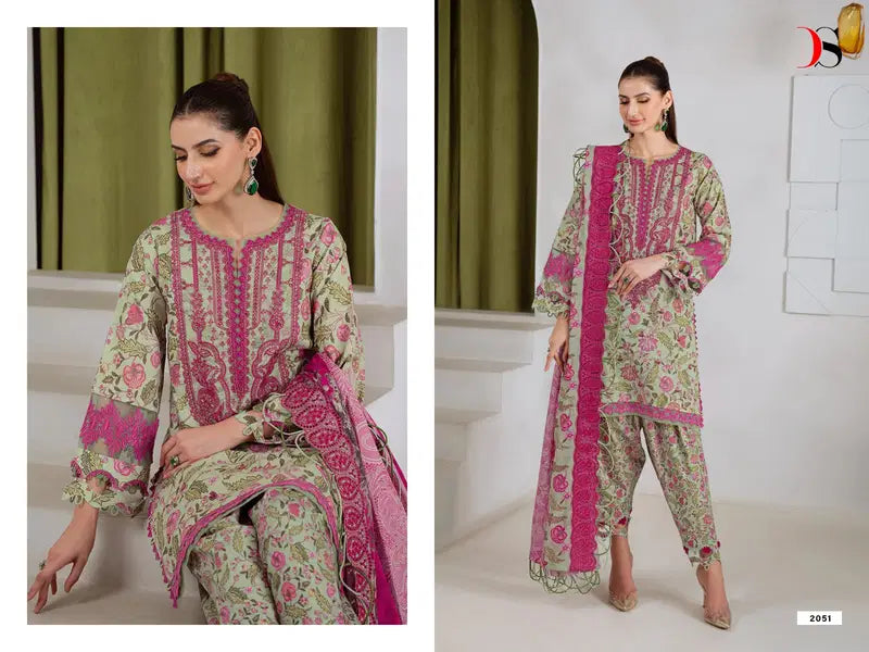 Deepsy Jade Bagh Vol 2 Chiffon Dupatta Cotton Embroidered Salwar Kameez