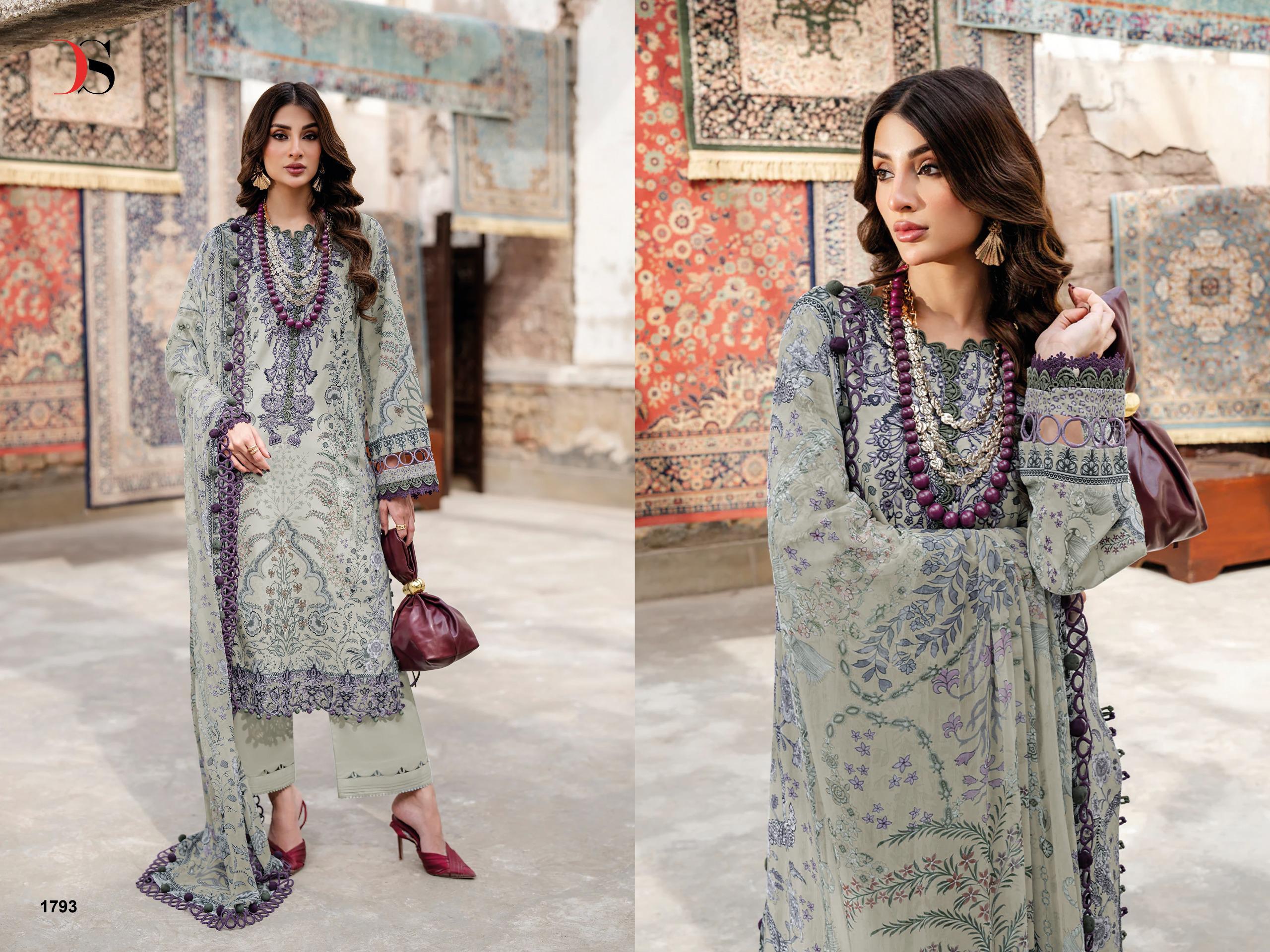 Deepsy jade Bliss Lawn Vol 5 Chiffon Dupatta Cotton Patch Embroidered Salwar Kameez