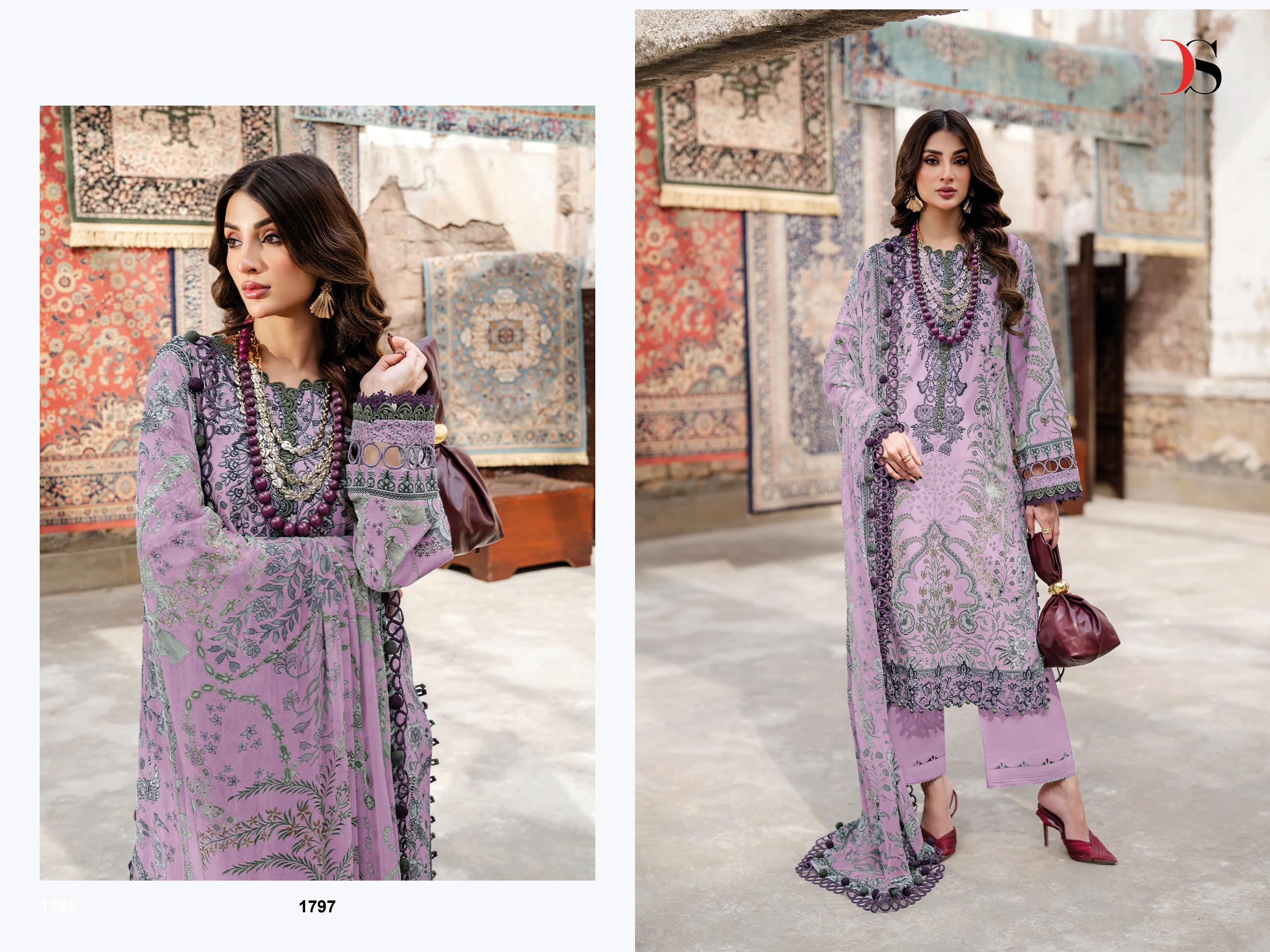 Deepsy jade Bliss Lawn Vol 5 Chiffon Dupatta Cotton Patch Embroidered Salwar Kameez