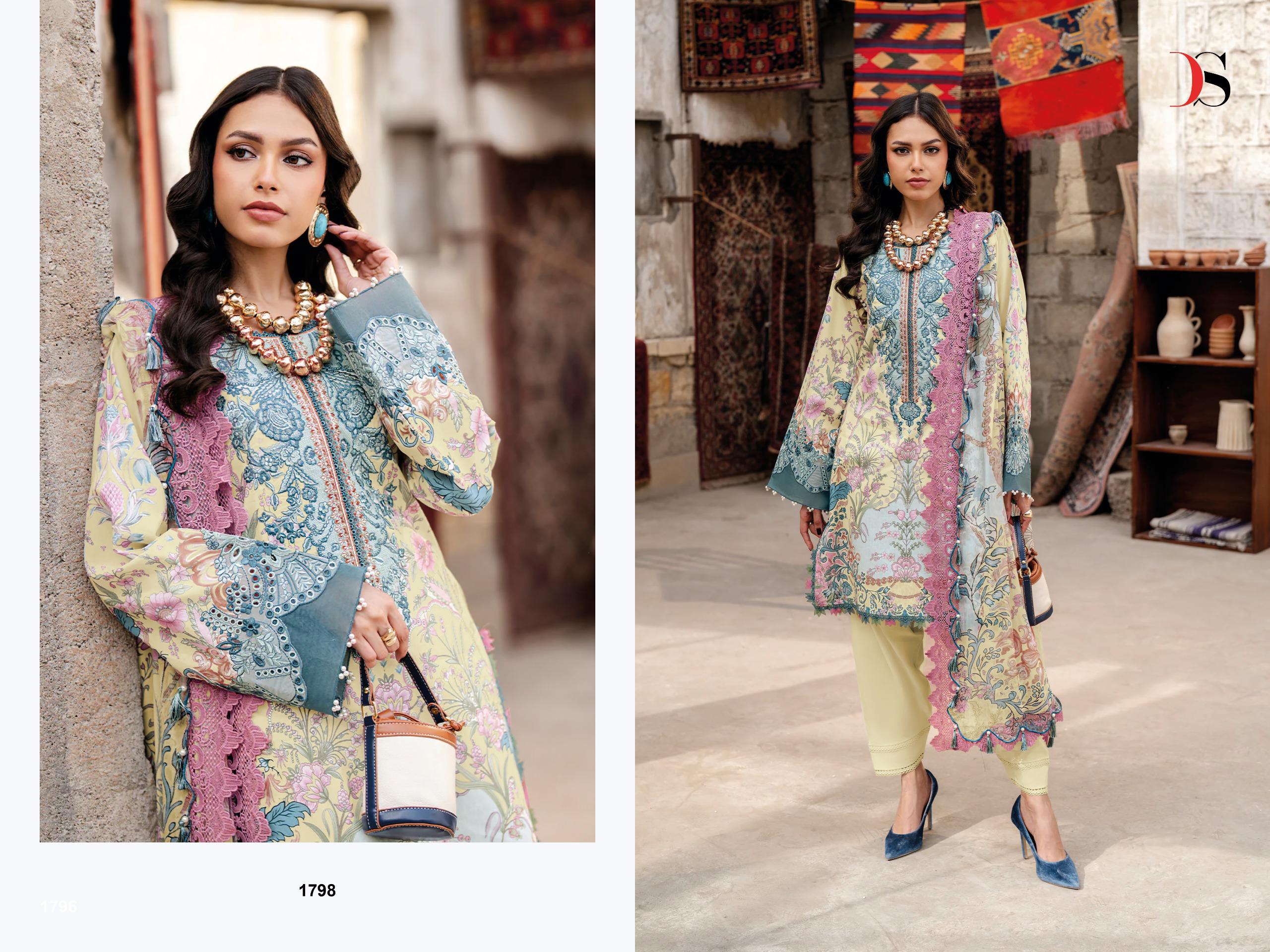 Deepsy jade Bliss Lawn Vol 5 Cotton Dupatta Cotton Patch Embroidered Salwar Kameez