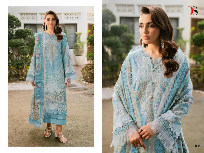 Deepsy Jade Elara Chiffon Dupatta Cotton Embroidered Salwar Kameez