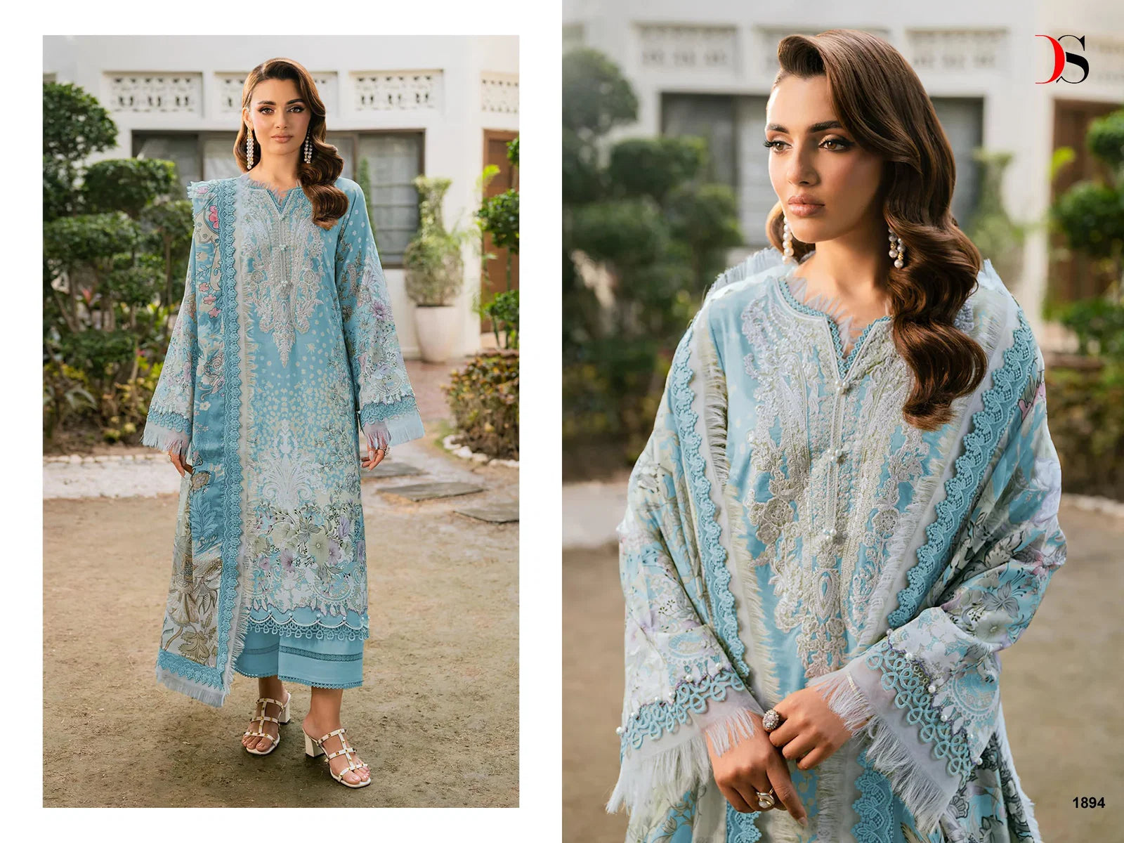 Deepsy Jade Elara Chiffon Dupatta Cotton Embroidered Salwar Kameez