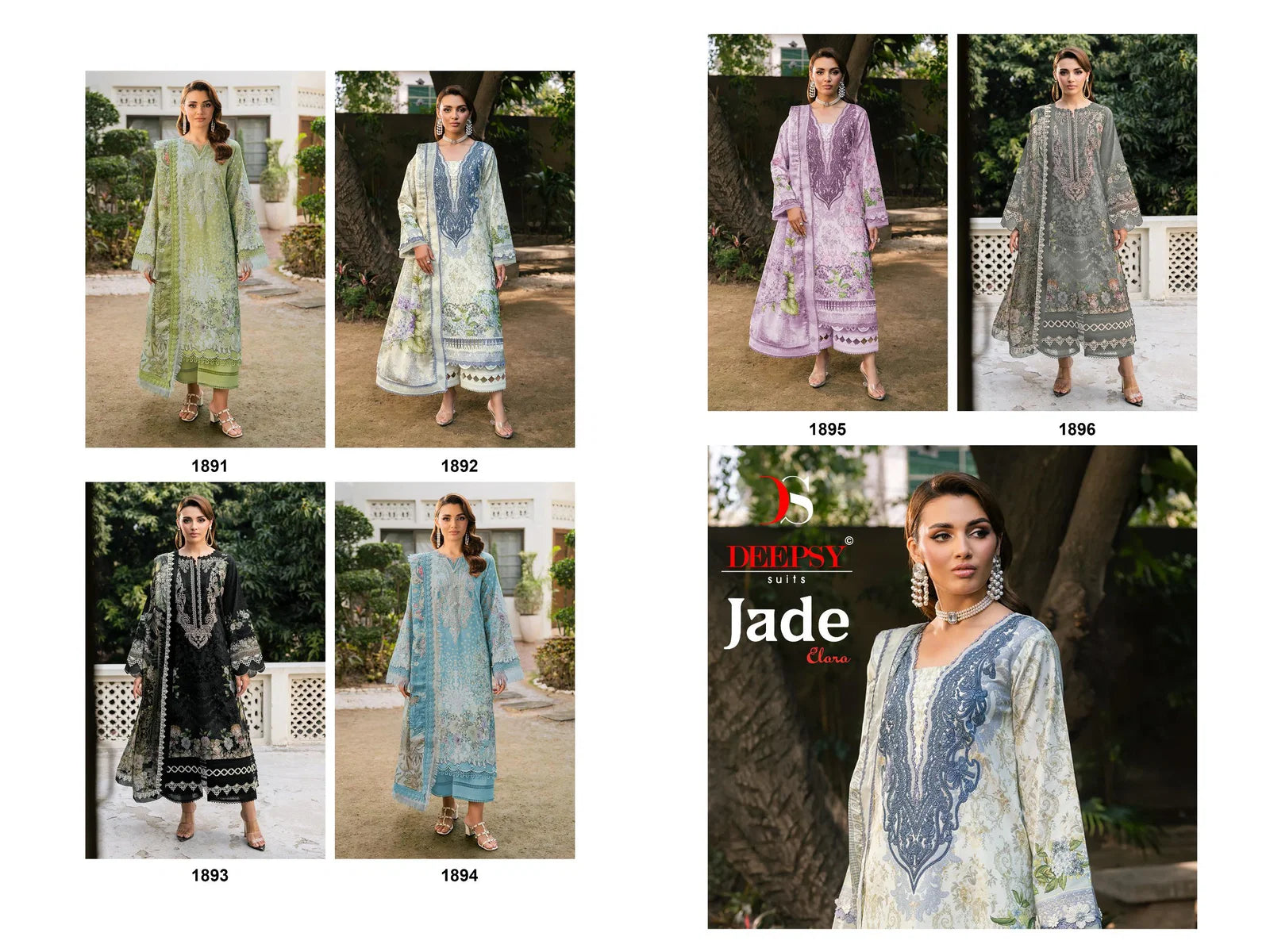 Deepsy Jade Elara Chiffon Dupatta Cotton Embroidered Salwar Kameez