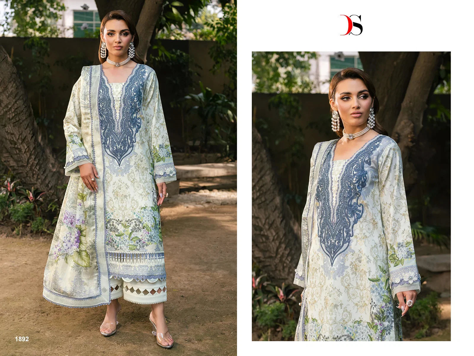 Deepsy Jade Elara Chiffon Dupatta Cotton Embroidered Salwar Kameez
