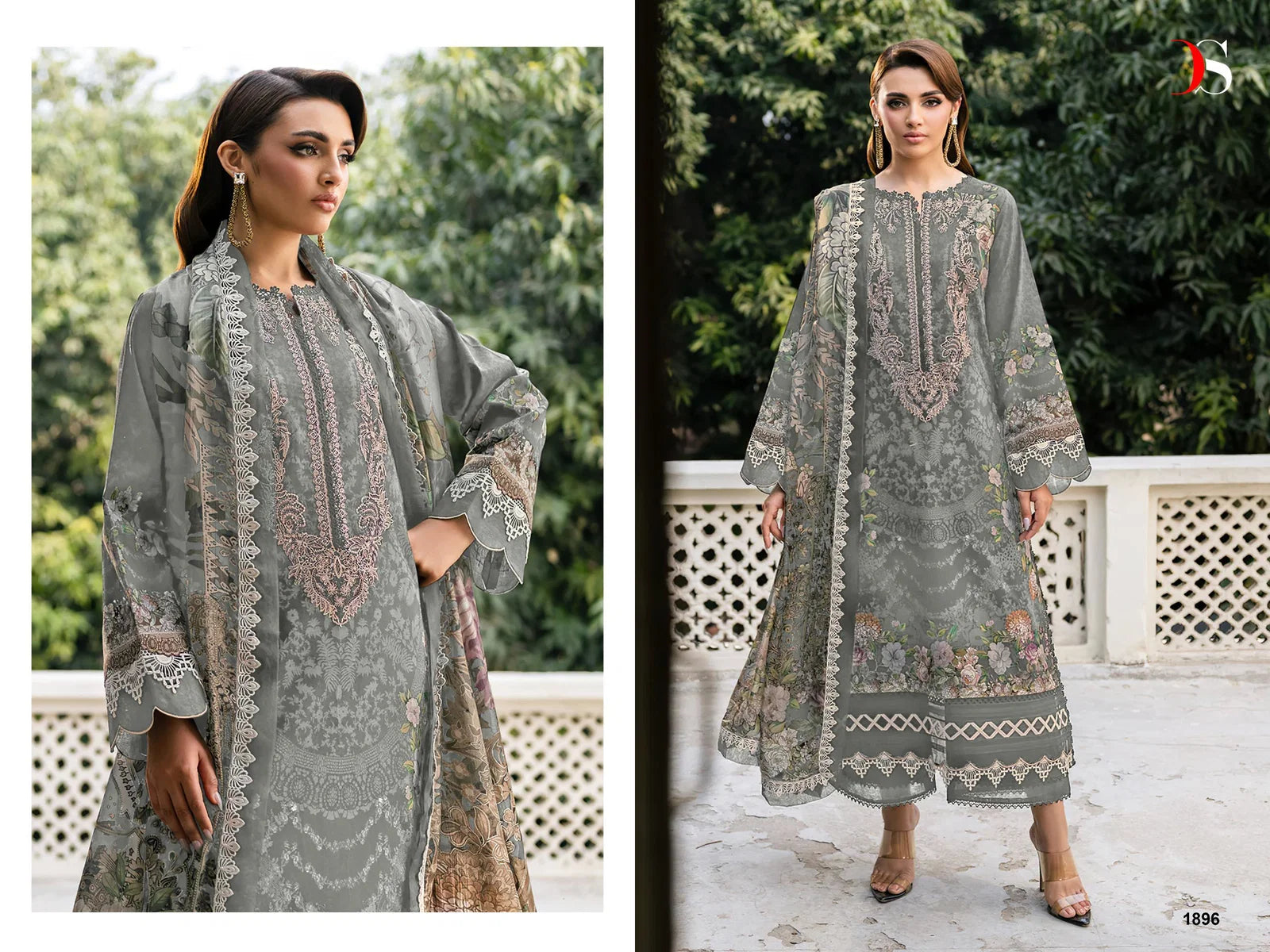 Deepsy Jade Elara Chiffon Dupatta Cotton Embroidered Salwar Kameez