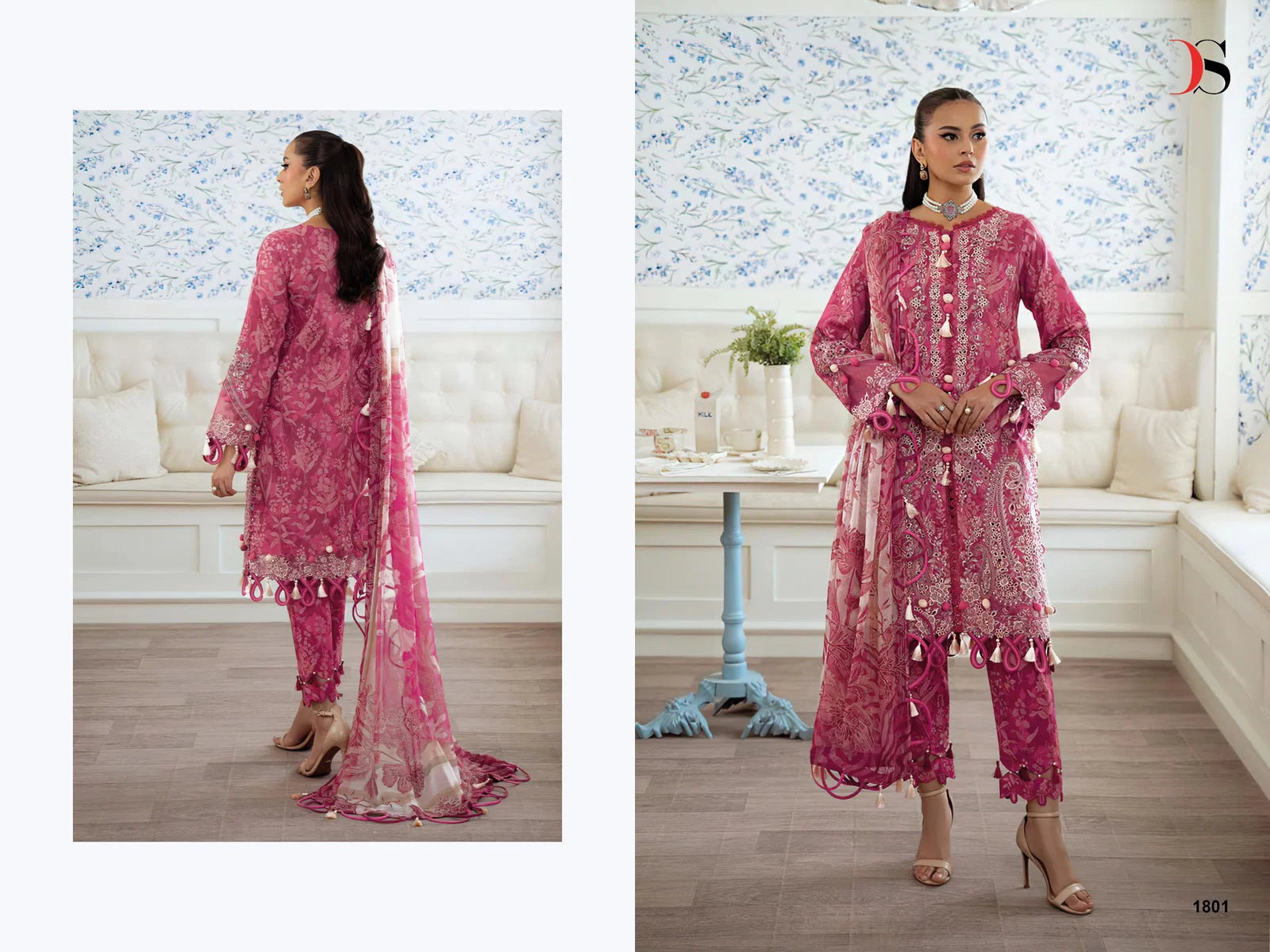 Deepsy Jade Flora Premium Chiffon Dupatta Self Embroidered Salwar Kameez