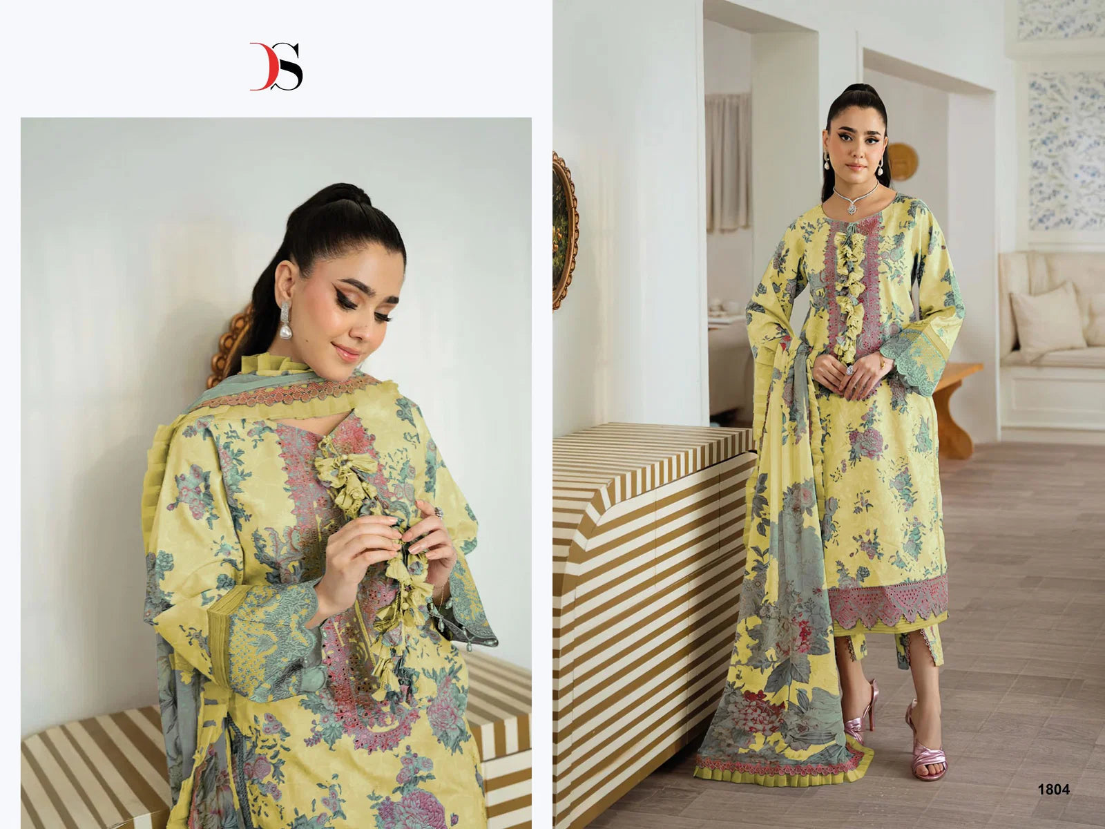 Deepsy Jade Flora Premium Chiffon Dupatta Self Embroidered Salwar Kameez