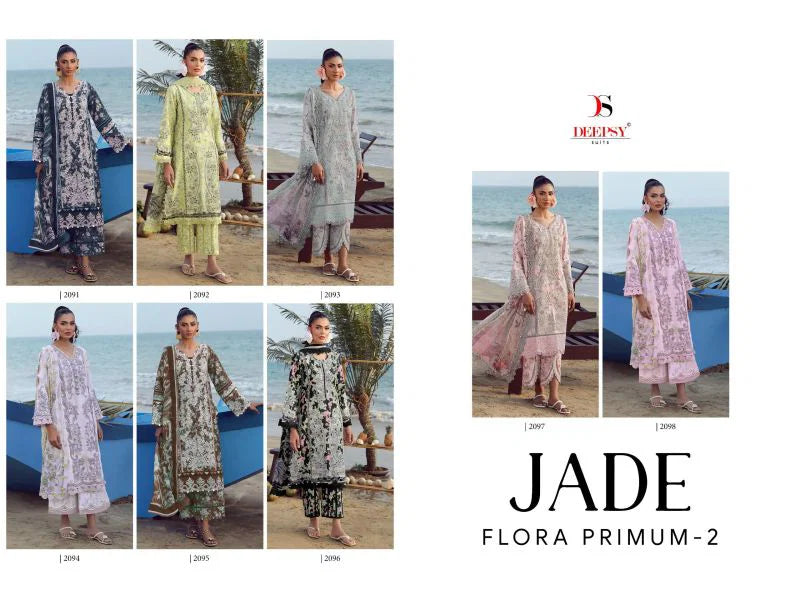 Deepsy Jade Flora Vol 2 Chiffon Dupatta Cotton Pakistani Salwar Kameez