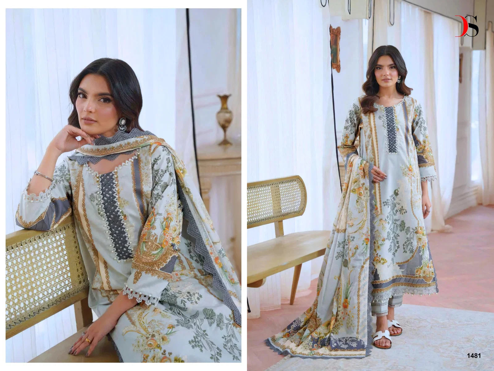 Deepsy Jade Jal Insert Nx Chiffon Dupatta Cotton Pakistani Salwar Kameez