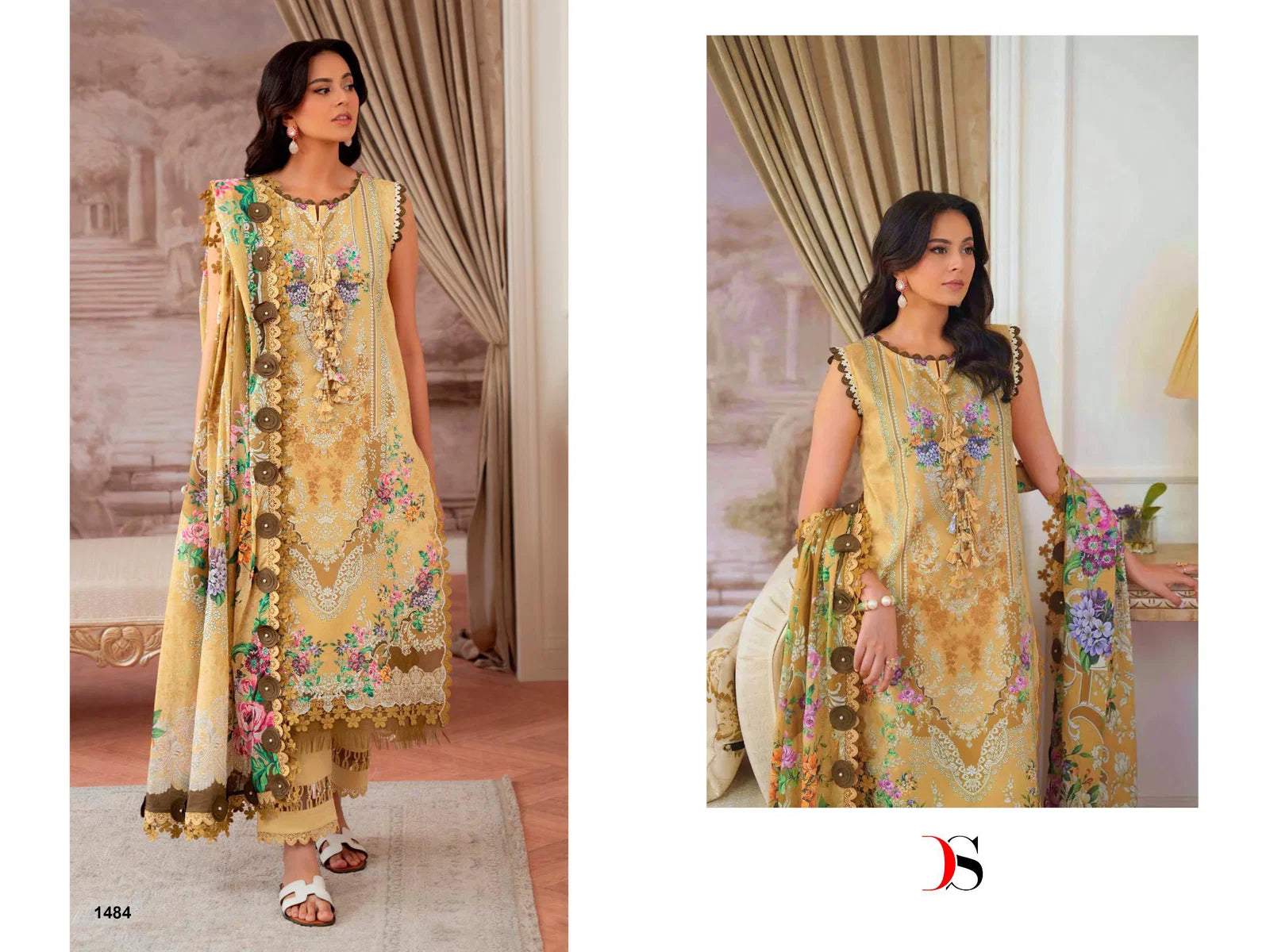 Deepsy Jade Jal Insert Nx Chiffon Dupatta Cotton Pakistani Salwar Kameez