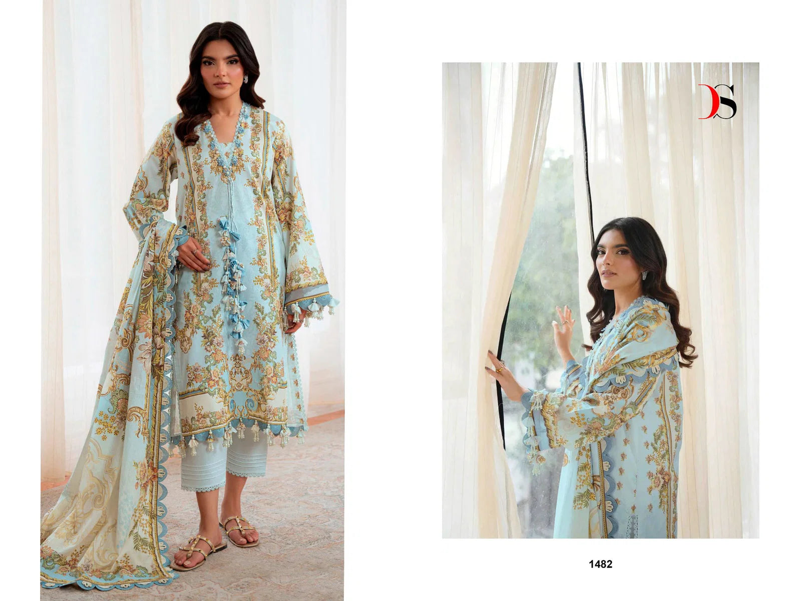 Deepsy Jade Jal Insert Nx Chiffon Dupatta Cotton Pakistani Salwar Kameez