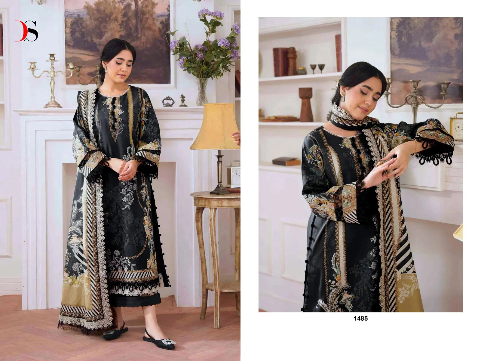 Deepsy Jade Jal Insert Nx Chiffon Dupatta Cotton Pakistani Salwar Kameez