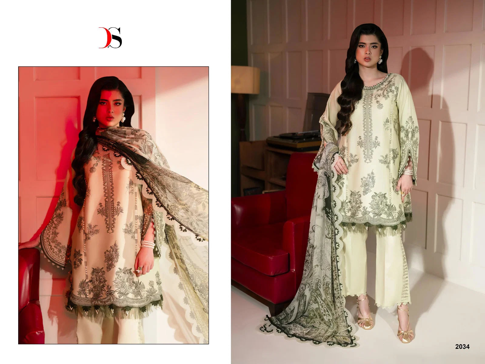 Deepsy Jade Le Premier Chiffon Dupatta Cotton Embroidered Salwar Kameez