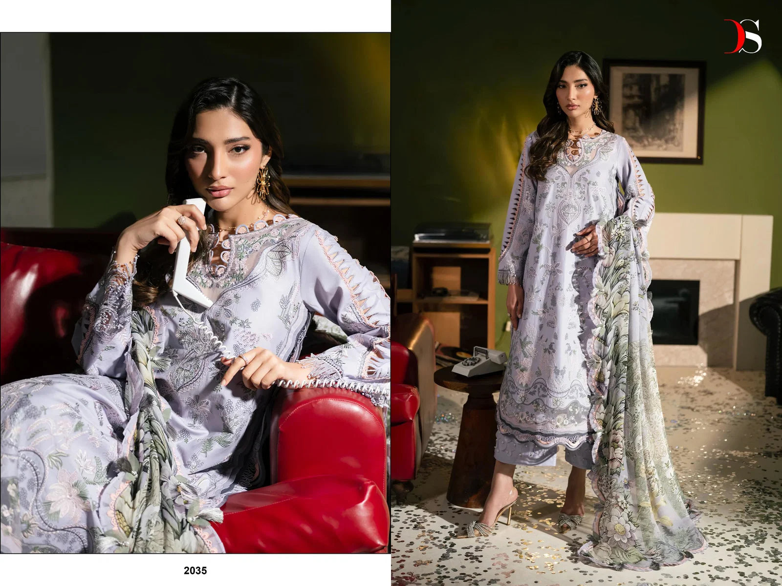 Deepsy Jade Le Premier Chiffon Dupatta Cotton Embroidered Salwar Kameez