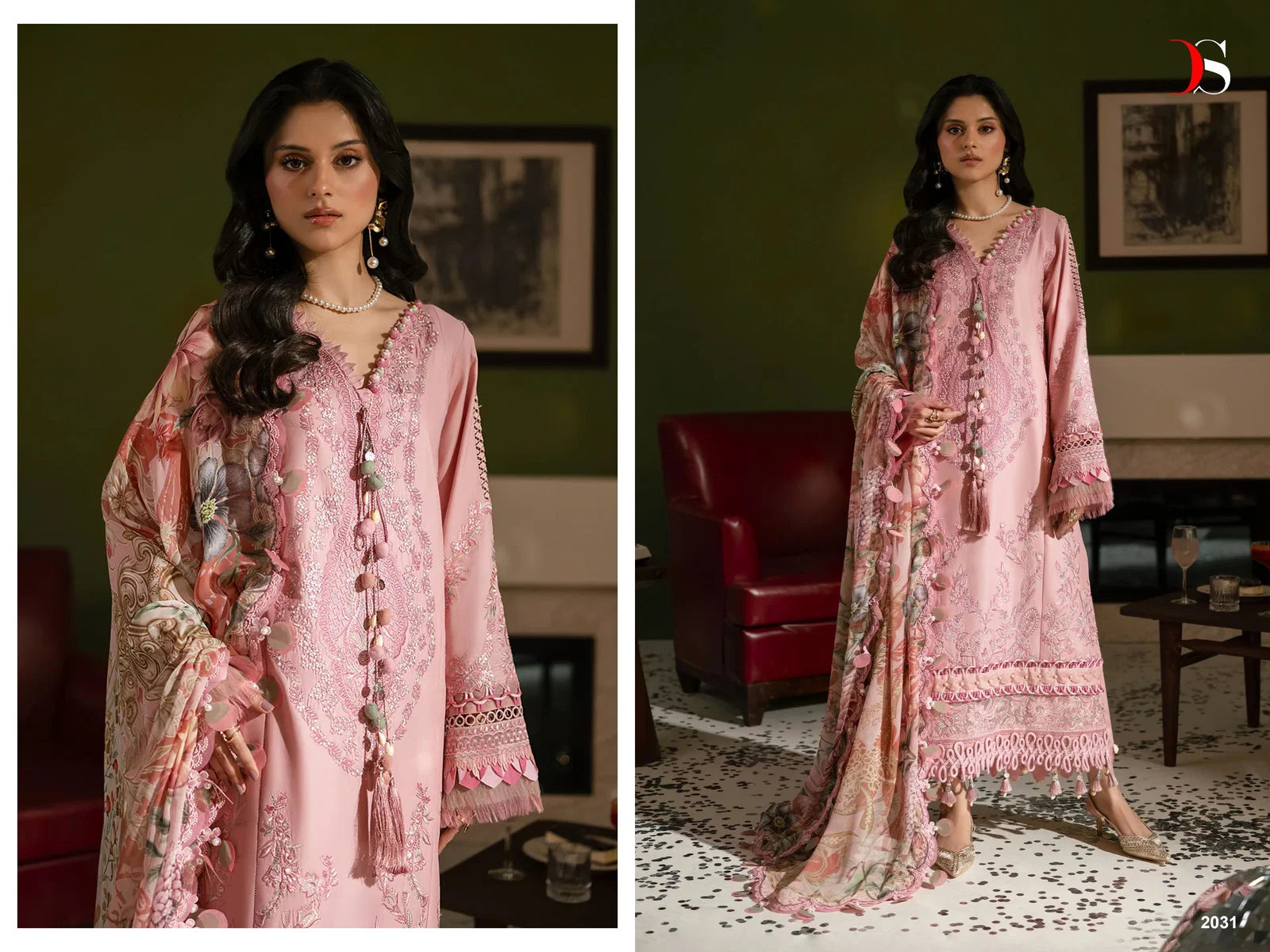 Deepsy Jade Le Premier Chiffon Dupatta Cotton Embroidered Salwar Kameez