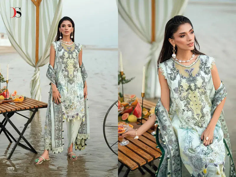 Deepsy Jade Needle Wonder Vol 5 Chiffon Dupatta Cotton Embroidered Salwar Kameez