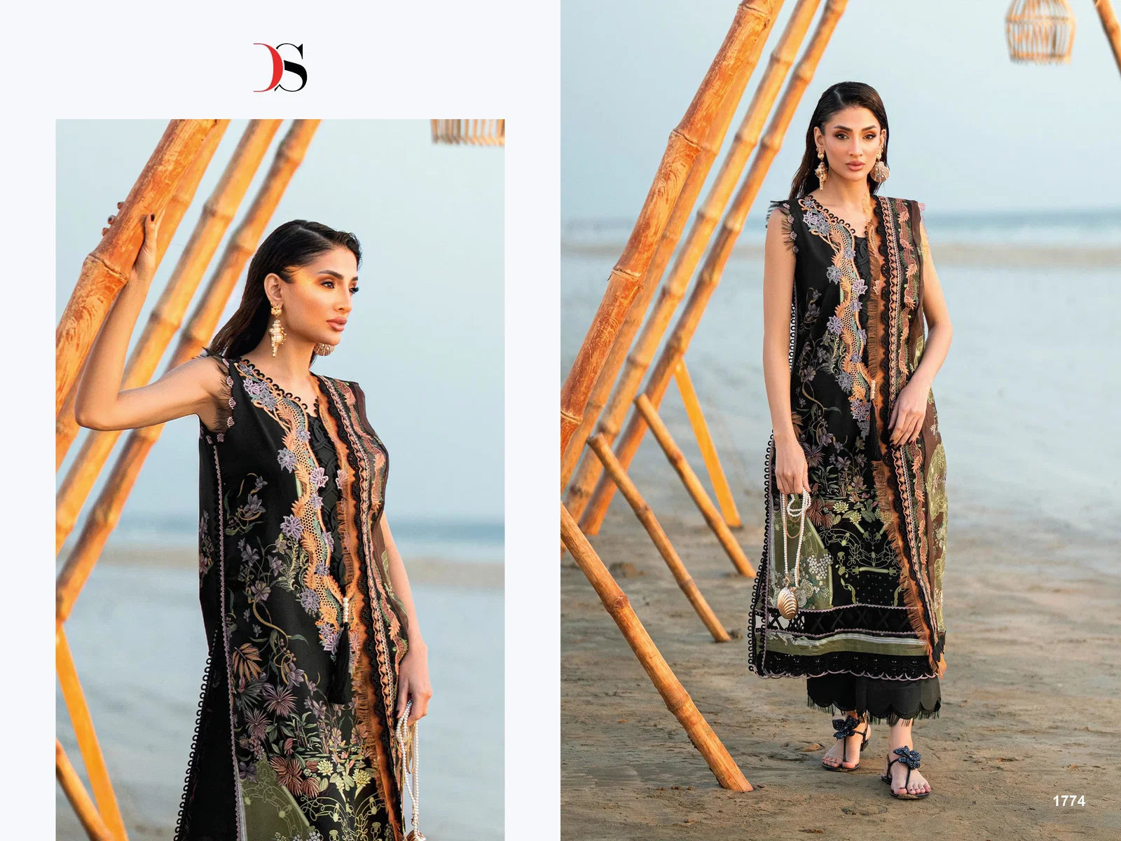 Deepsy Jade Needle Wonder Vol 5 Chiffon Dupatta Cotton Embroidered Salwar Kameez