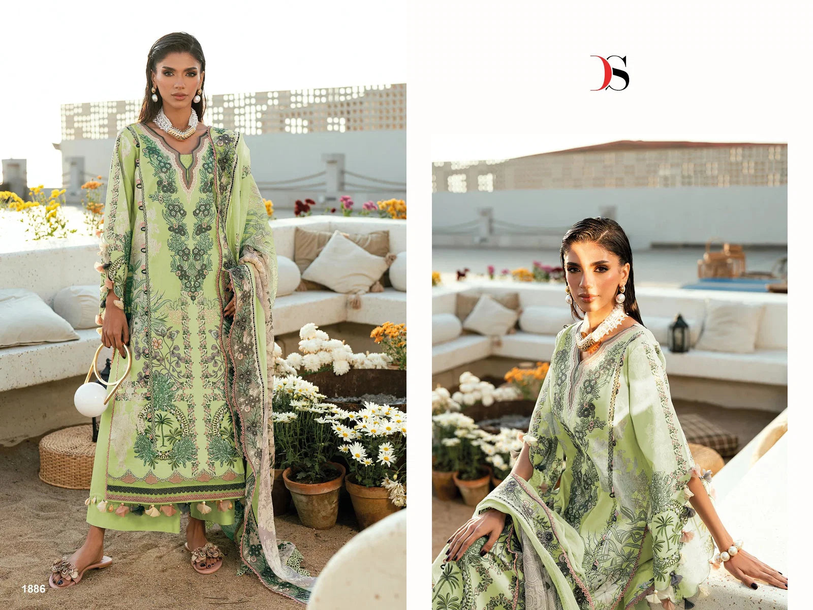 Deepsy Jade Needle Wonder Vol 6 Cotton Dupatta Cotton Embroidered