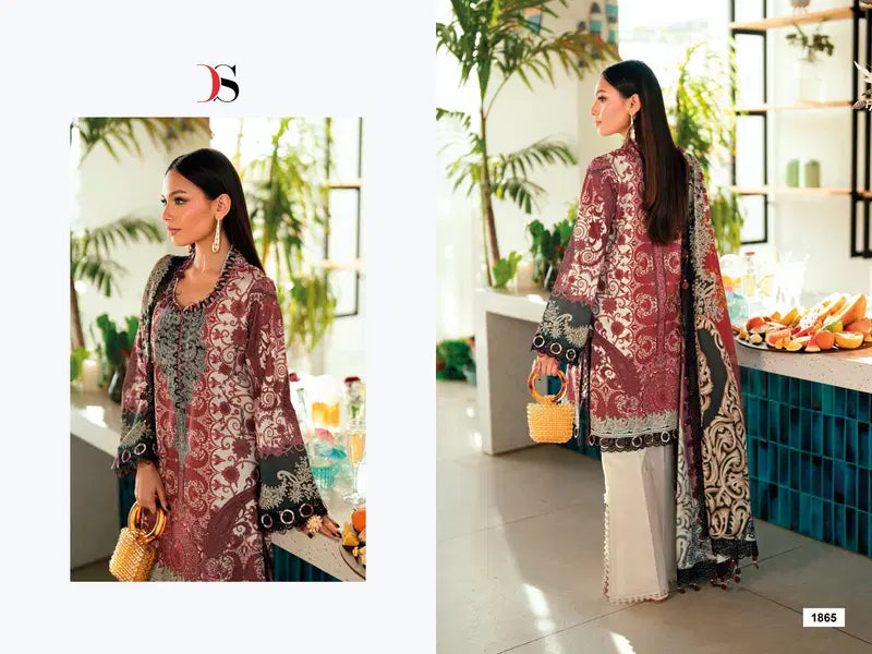 Deepsy Maria B Premium Embroidered Vol 3 Nx Chiffon Dupatta Cotton Embroidered Salwar Kameez