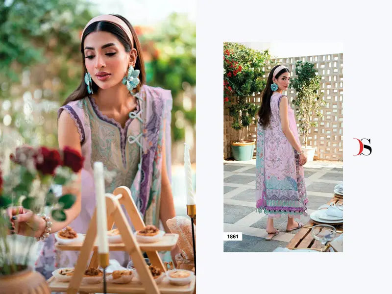 Deepsy Maria B Premium Embroidered Vol 3 Nx Chiffon Dupatta Cotton Embroidered Salwar Kameez