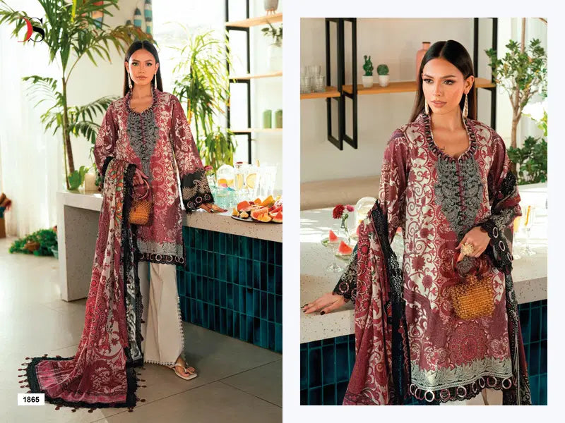 Deepsy Maria B Premium Embroidered Vol 3 Nx Chiffon Dupatta Cotton Embroidered Salwar Kameez