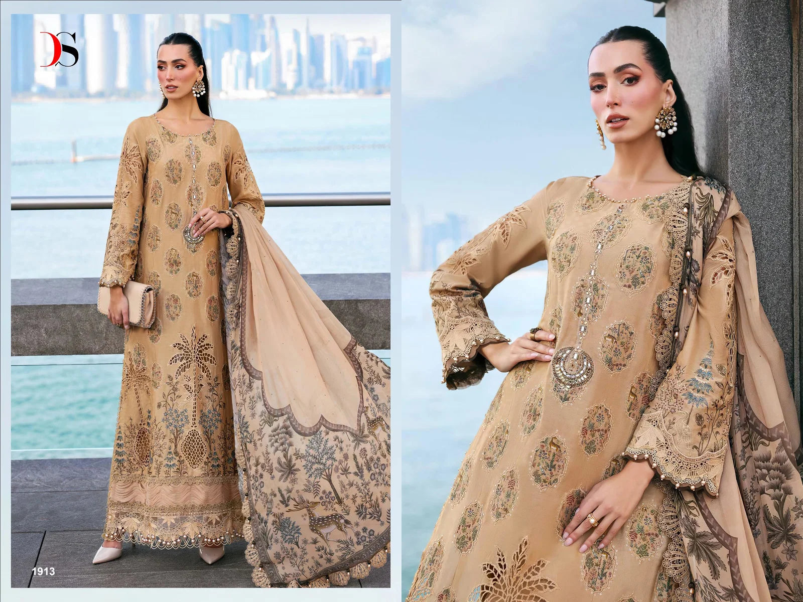 Deepsy Maria B 1911 To 1916 Chiffon Dupatta Cotton Salwar Kameez