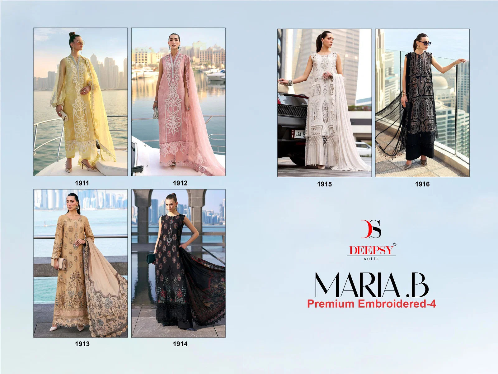 Deepsy Maria B 1911 To 1916 Chiffon Dupatta Cotton Salwar Kameez